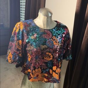 Skies Are Blue Multicolor Sequin Blouse